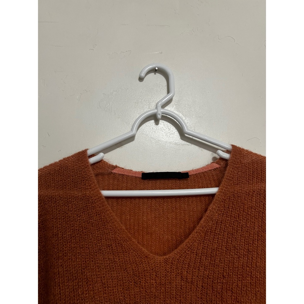 Jenni Kayne Rust pink Mohair Blend V-Neck Oversized Sweater L 477-7353-B21 - Picture 4 of 10